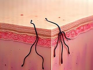 Damaged skin barrier illustration with gaps