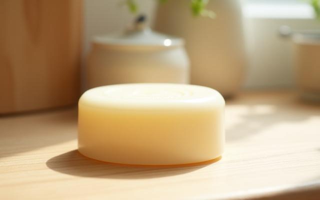 Close-up of DONNIE LEE WALKER's Bastille Bar soap on a rustic wooden surface, signifying natural purity.