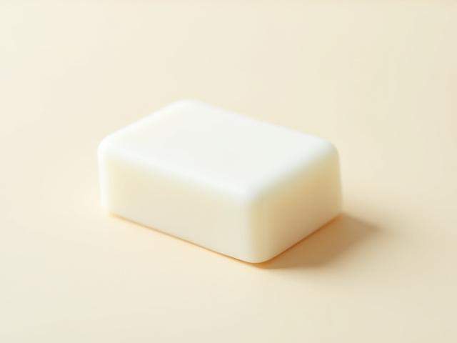 Clean bar of pure coconut and olive oil soap, creamy white, with subtle texture.