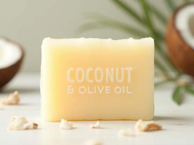 Coconut & Olive Oil Bar, a plain, unscented bar of soap